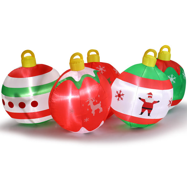 Five Christmas Balls, Five LED Lights, Christmas Inflatable Decoration (6.9ft)