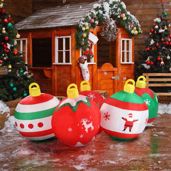 Five Christmas Balls, Five LED Lights, Christmas Inflatable Decoration (6.9ft)