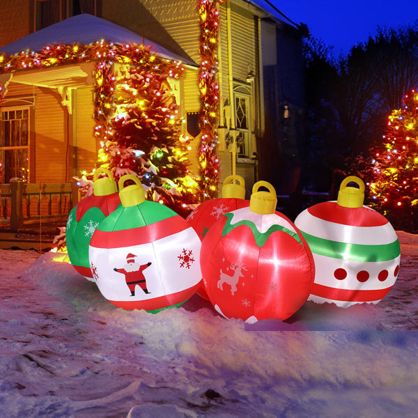 Five Christmas Balls, Five LED Lights, Christmas Inflatable Decoration (6.9ft)