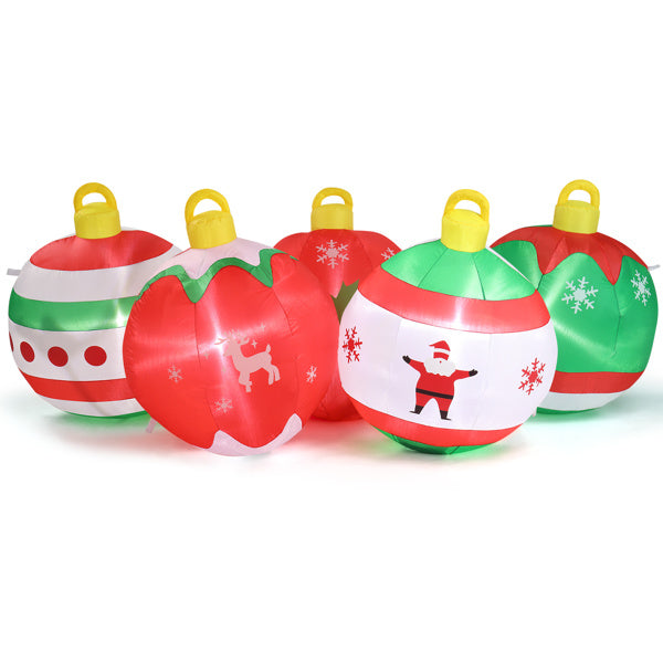 Five Christmas Balls, Five LED Lights, Christmas Inflatable Decoration (6.9ft)