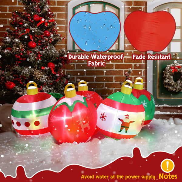 Five Christmas Balls, Five LED Lights, Christmas Inflatable Decoration (6.9ft)