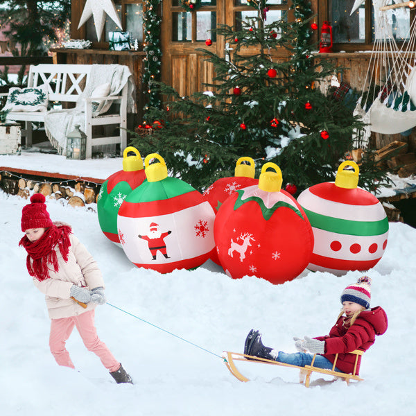Five Christmas Balls, Five LED Lights, Christmas Inflatable Decoration (6.9ft)