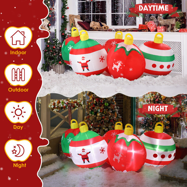 Five Christmas Balls, Five LED Lights, Christmas Inflatable Decoration (6.9ft)