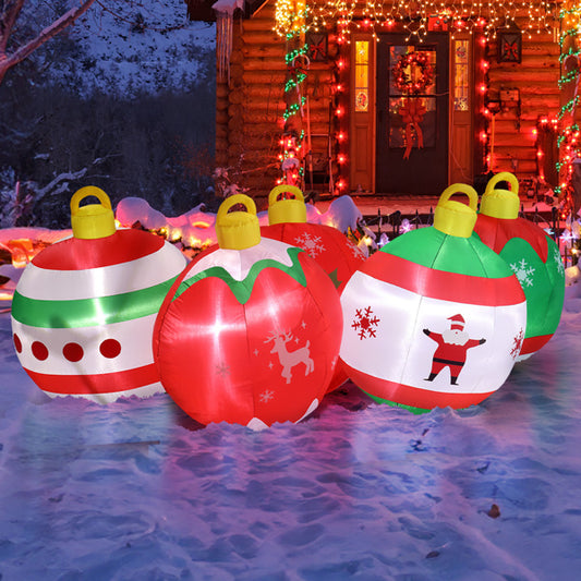 Five Christmas Balls, Five LED Lights, Christmas Inflatable Decoration (6.9ft)