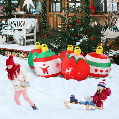 Five Christmas Balls, Five LED Lights, Christmas Inflatable Decoration (6.9ft)