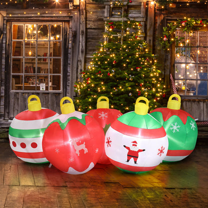 Five Christmas Balls, Five LED Lights, Christmas Inflatable Decoration (6.9ft)